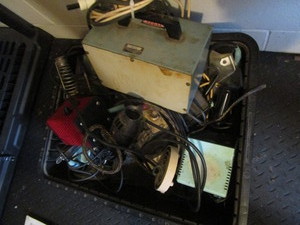 Soldering items, tub full...