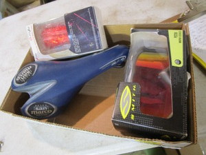 San Merco bicycle seat, light, gogg...
