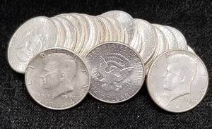 UNCIRCULATED ROLL OF 1964-D KENNEDY HALF DOLLARS 20 COINS 90% SILVER