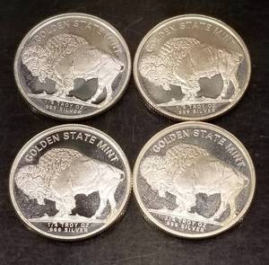 4 X � OZ .999 FINE SILVER INDIAN BUFFALO ROUNDS 1 TROY OZ TOTAL