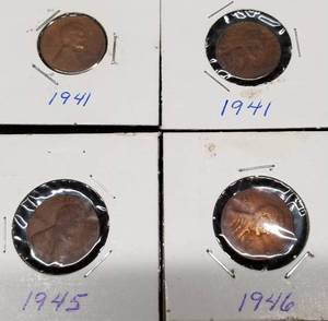 GROUP OF 13 US WHEAT CENTS 1926 1940S-1950S G-AU