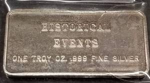 1 TROY OZ .999 FINE SILVER BAR HISTORICAL EVENTS CHRISTOPHER COLUMBUS