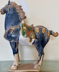 Vintage Chinese Sancai Style Pottery Horse