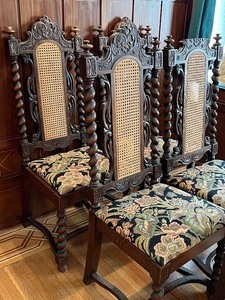 Set of Five Vintage Jacobean Style Dining Chairs