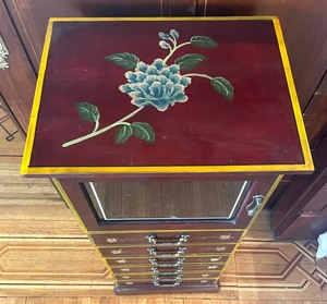 Darling Hand Painted Cabinet with Drawers and Upper Display Area