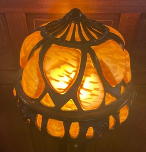 Amazing Vintage Caged Hand Blown Glass Floor Lamp