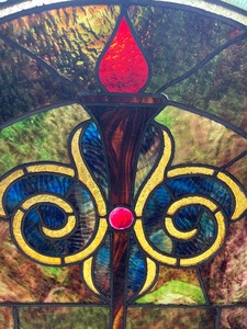 Stunning Vintage Curved Stained Glass Window