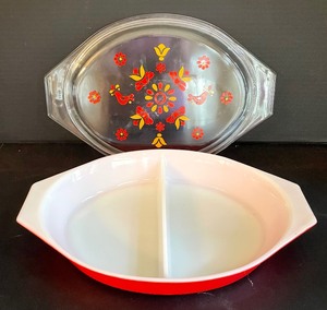 Vintage Pyrex Divided Casserole Dish with Lid