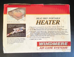 New Windmere Air Care Systems Heat Pro Portable Heater