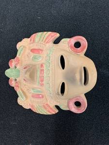 lot 5 image: Terra cotta Aztec Eagle Warrior tribal mask