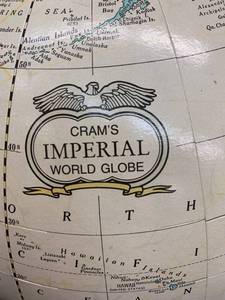 lot 15 image: 1990S CRAM IMPERIAL GLOBE ON WOOD BASE
