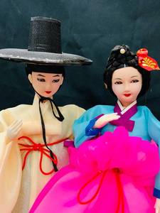 lot 45 image: Spectacular Traditional Korean Wedding Couple Dolls