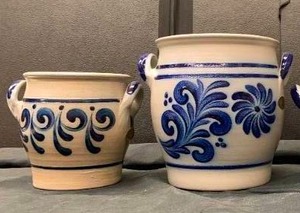 lot 75 image: 4 PIECE SET OF VINTAGE M SCHILZ SALT GLAZE GERMAN POTTERY