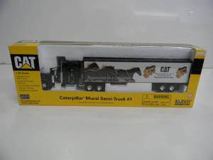 lot 10 image: NORSCOT SCALE MODELS 164 SCALE DIE CAST - CATERPILLAR MURAL SEMI-TRUCK #1 - NEW IN BOX - GREAT PIECE - SEE PICTURES