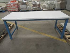 6 ft. White Laminated Workbench Table (USED, SCRATCHES ON TOP, A COUPLE CHIPS, BUT OKAY CONDITION.  SEE PHOTOS)