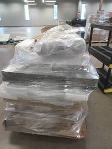 WHOLESALE PALLET OF MISC ITEMS. LIGHTING, OUTDOOR, WORKBENCH TABLE & MORE (SEE PHOTOS)