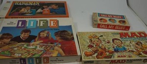 lot 53 image: Vintage Board Games...Life, Hangman, Call My Bluff, MAD