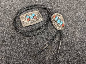 Justin Morris Sterling Silver Bolo Tie & Matching Belt Buckle