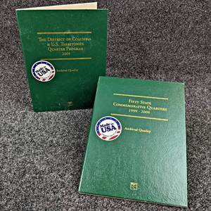 Lot of (2) Washington Quarter Collections 1999-2008 50 State Commemorative Quarters (52 Coins) and 2009 District of Colombia & U.S. Territories Quarters (6 Coins)