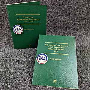 Lot of (2) Washington Quarter Collections 1999-2008 50 State Commemorative Quarters (52 Coins) and 2009 District of Colombia & U.S. Territories Quarters (6 Coins)