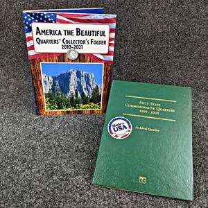 Lot of (2) Washington Quarter Collections 1999-2008 50 State Commemorative Quarters (52 Coins) and 2010-2021 America the Beautiful Collection (30 Coins)