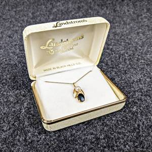 Landstroms 18 14K Filled Black Hills Gold Necklace with 14K Onyx & Pearl Pendant