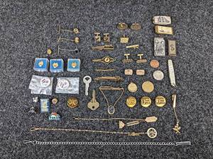 Lot of Cufflinks, Pins, Tie Tacks, Tie Bars, and Money Clips