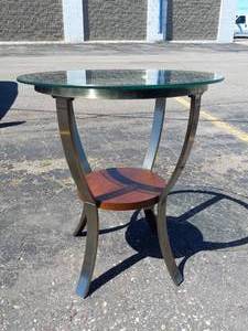 ASHLEY FURNITURE WOOD & GLASS COFFEE AND END TABLES