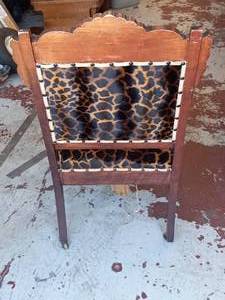 VINTAGE LEOPARD VELVET CHAIR ON WHEELS