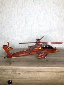 lot 325 image: Wooden Apache Helicopter Military Aircraft Model