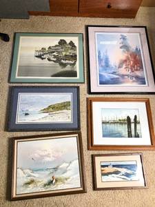 lot 122 image: 6 Coastal Themed Artworks & Paintings