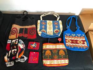 lot 351 image: Group of Woven Textile Bags, Some Middle Eastern Made