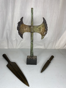 lot 67 image: 3 Antique Metal Weapons Axe & Spearheads