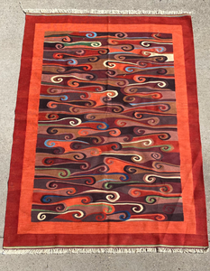 lot 250 image: Handmade Persian Oriental Rug Carpet - Modernist - Orange
