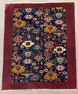 lot 255 image: Handmade Persian Oriental Rug Carpet - red with many flowers