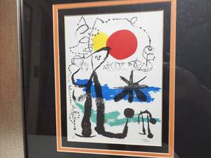 lot 203 image: Joan Miro Color Lithograph with COA Framed