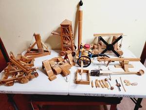lot 405 image: Group of Wood Medieval Siege Weapon Models