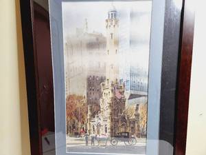 lot 190 image: Limited Edition Signed Color Lithograph of the Chicago Water Tower on Michigan Avenue