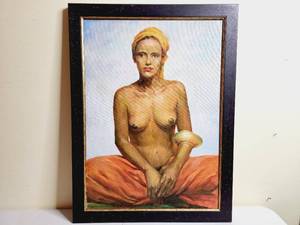 lot 191 image: Vintage Signed Original Oil Painting of a Nude Signed