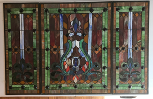 lot 391 image: Floral Stained Glass Fireplace Screen