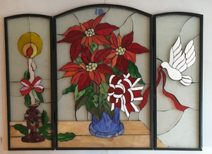 lot 392 image: Christmas Stained Glass Fireplace Screen