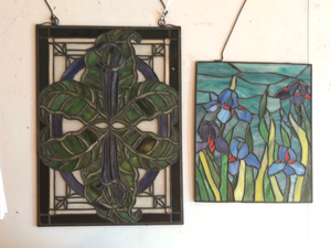 lot 393 image: 2 Stained Glass Hangings