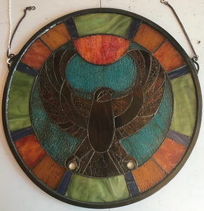 lot 394 image: Stained Glass Panel w Hawk