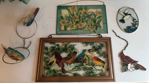 lot 398 image: Large Grp Stained Glass Decorations