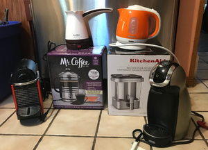 lot 482 image: 6 Beverage Kitchen Gadgets - Coffee Maker, Hot Water Pot, Infusion Pitcher, & More