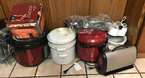 lot 488 image: Group of Cooking Tools and Gadgets - Slow Cooker, Pots, & More