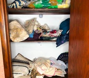 lot 371 image: All Contents of Line Cupboard - Foreign Textiles