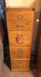 lot 433 image: Tall Wood Filing Cabinet