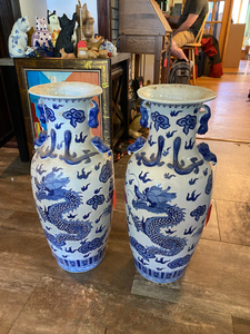 lot 31 image: Pair Large Chinese Ceramic Dragon Vases