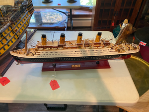 lot 45 image: Lrg Model Boat of the Titanic on Stand.
